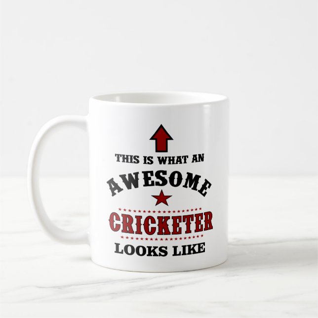 Personalized Cricket Cricketer Message On Rear  Coffee Mug (Left)