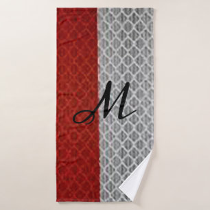 Personalized “Crimson and Grey “ Bath Towel Set