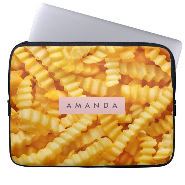 Personalized Crinkle Cut French Fries Design Laptop Sleeve (Front)