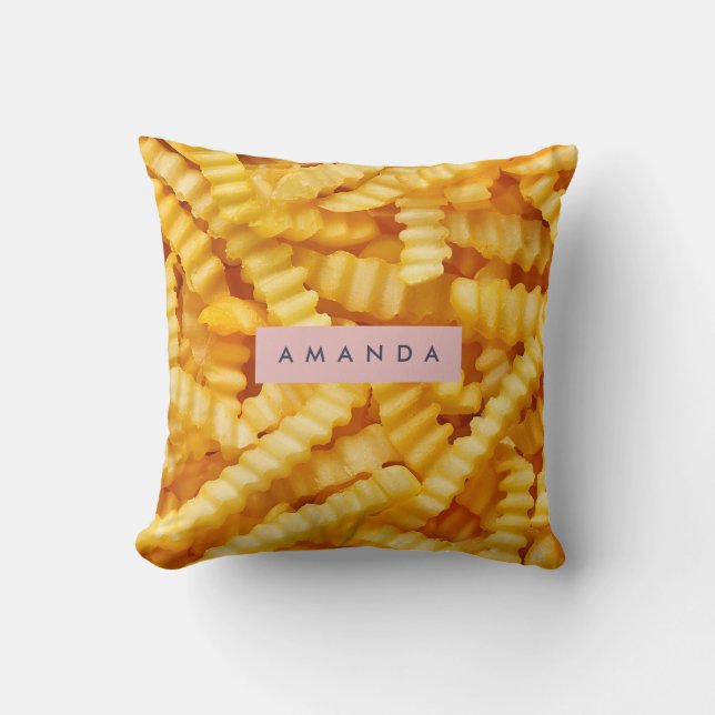Personalized Crinkle Cut French Fries Design Throw Pillow (Front)