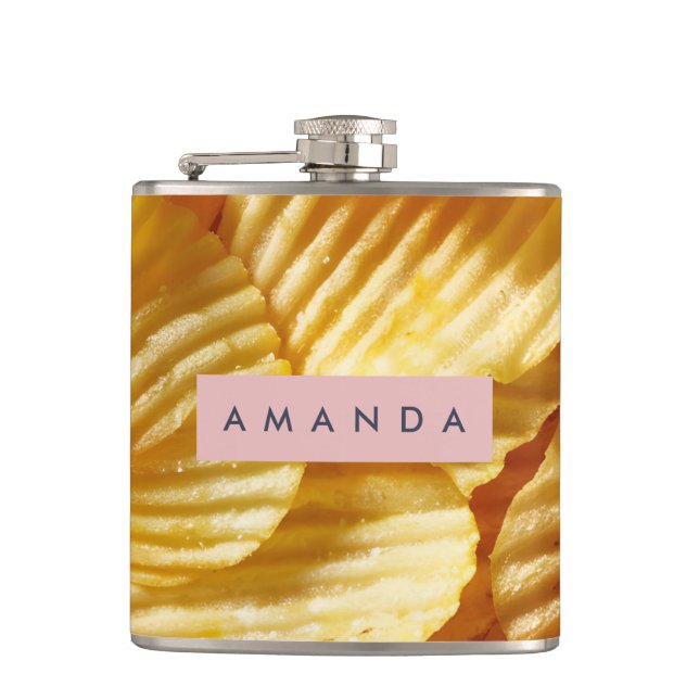 Personalized Crispy Potato Chip Design Hip Flask (Front)