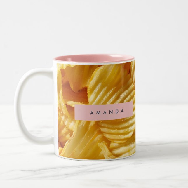 Personalized Crispy Potato Chip Design Two-Tone Coffee Mug (Left)