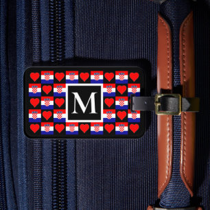 Personalized Croatia Flag Custom Letter Croatian Luggage Tag