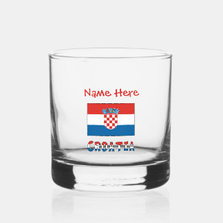 Personalized Croatia Flag  Whiskey Glass