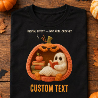 Personalized Crochet Bookish Ghost Halloween T-Shirt