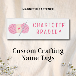 Personalized Crochet Business Pink Yarn Name Tag