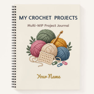 Personalized Crochet WIP Project Tracker Notebook