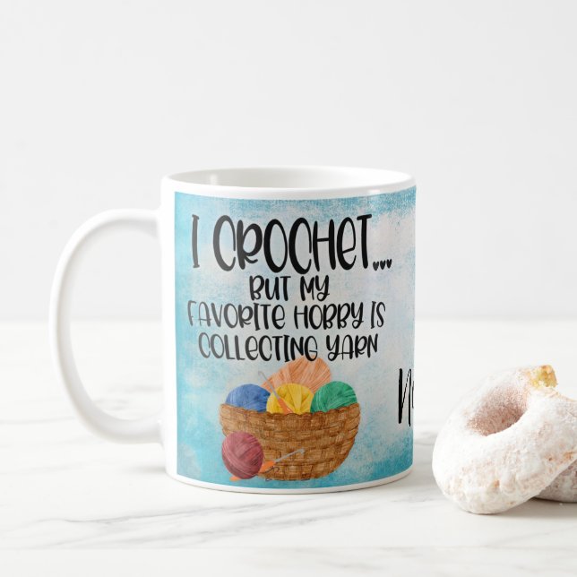 Personalized Crochet Yarn Design Coffee Mug Cup (With Donut)
