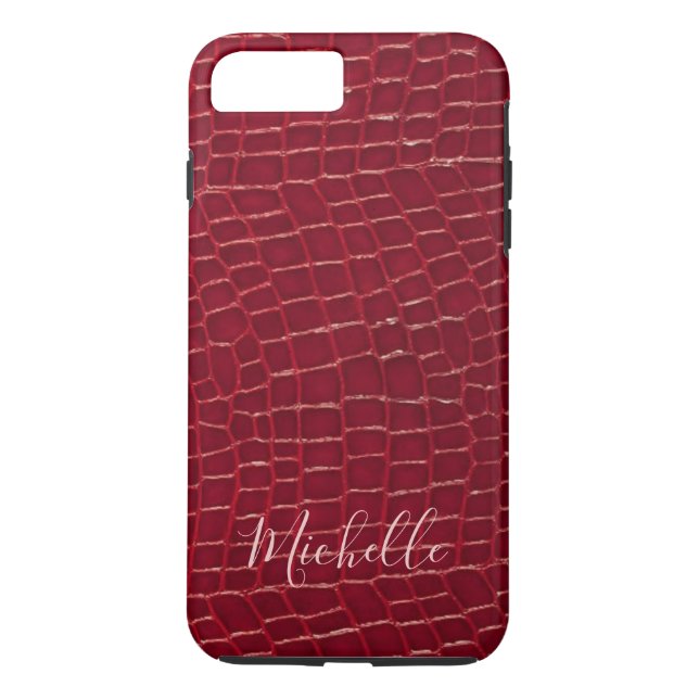 Personalized Crocodile Print Phone Case Red (Back)