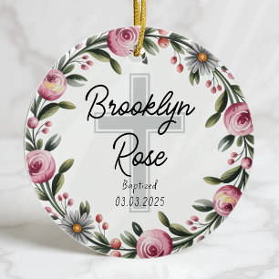 Personalized Cross Christening Baptism Favor Ceramic Ornament
