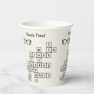 Personalized Crossword Puzzle, Eyeglass Frames  Paper Cups