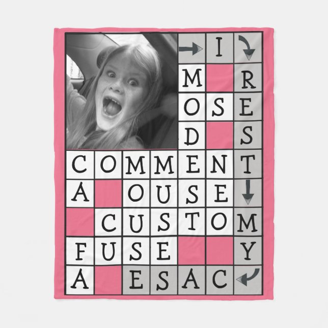 Personalized Crossword with Custom Text and Photo Fleece Blanket (Front)