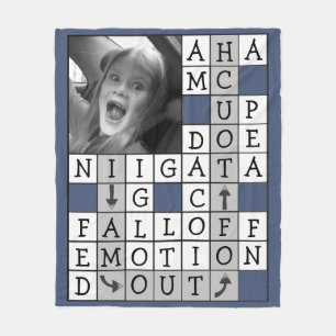 Personalized Crossword with Custom Text and Photo Fleece Blanket