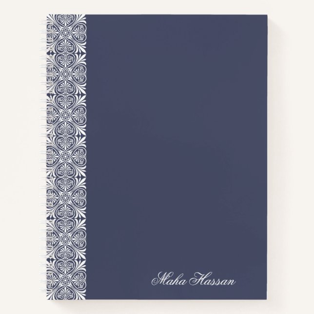Personalized crown blue Floral Notebook   (Front)
