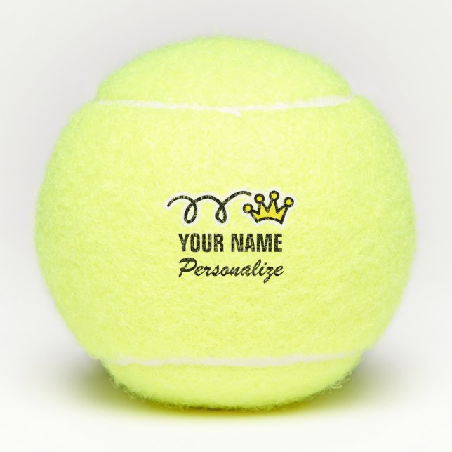 Personalized crown custom name set of tennis balls (Front)