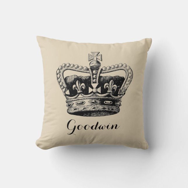 Personalized Crown Decorative Throw Pillow (Front)