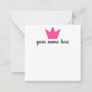 Personalized Crown Girls Notecards