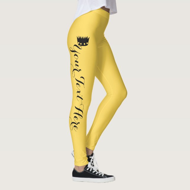 Personalized Crown Mustard Yellow Leggings (Right)