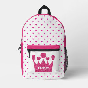 Personalized Crown Pink Princess Printed Backpack
