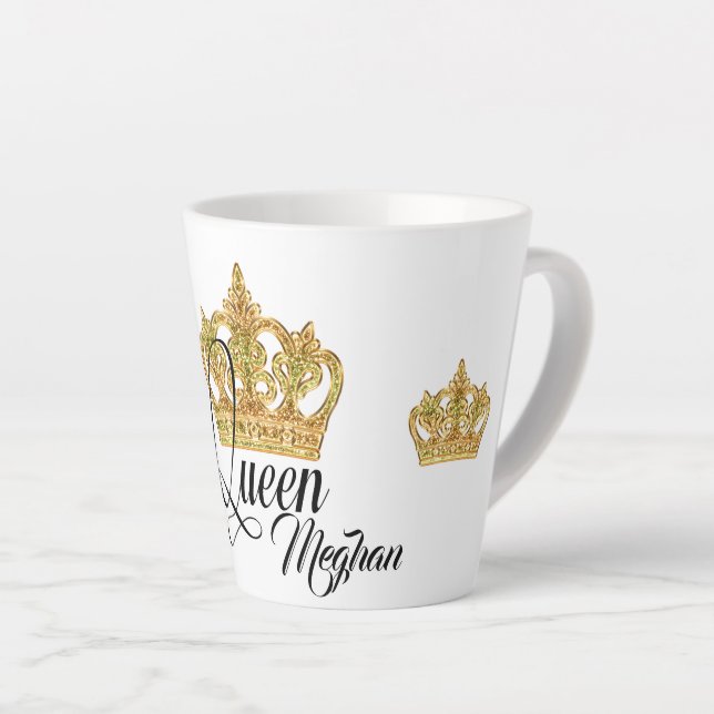 Personalized Crown Queen Latte Mug (Right Angle)