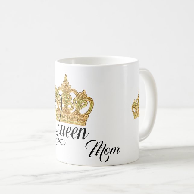 Personalized Crown Queen Mom Coffee Mug (Front Right)