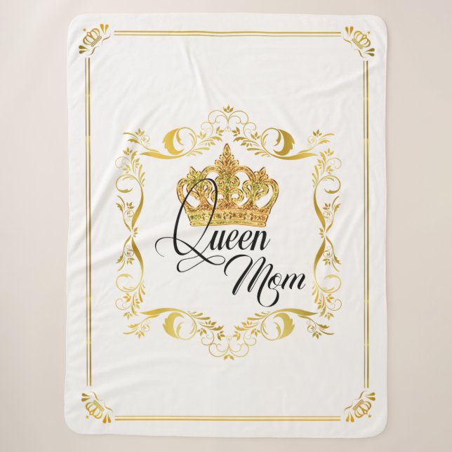 Personalized Crown Queen Mom - Sherpa Blanket (Front)