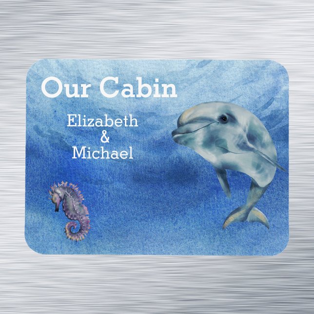 Personalized Cruise Door Sea Dolphin Watercolor Magnet (Creator Uploaded)