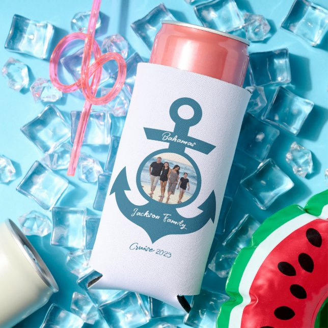Personalized Cruise Family Trip with Your Photo Seltzer Can Cooler (In Situ Summer)