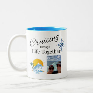 Personalized Cruising Through Life Together Couple Two-Tone Coffee Mug