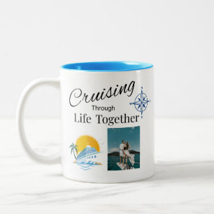 Personalized Cruising Through Life Together Couple Two-Tone Coffee Mug