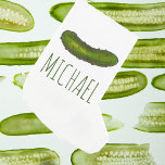 Personalized Crunchy Green Dill Sour Pickle Foodie Small Christmas Stocking<br><div class="desc">Holiday stocking features an original marker illustration of a crunchy green dill pickle. Simply personalize with your name for a one-of-a-kind Christmas decoration!

Don't see what you're looking for? Need help with customization? Contact Rebecca to have something designed just for you.</div>