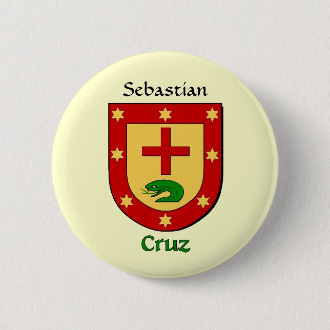 Personalized Cruz Historical Shield 2 Inch Round Button (Front)