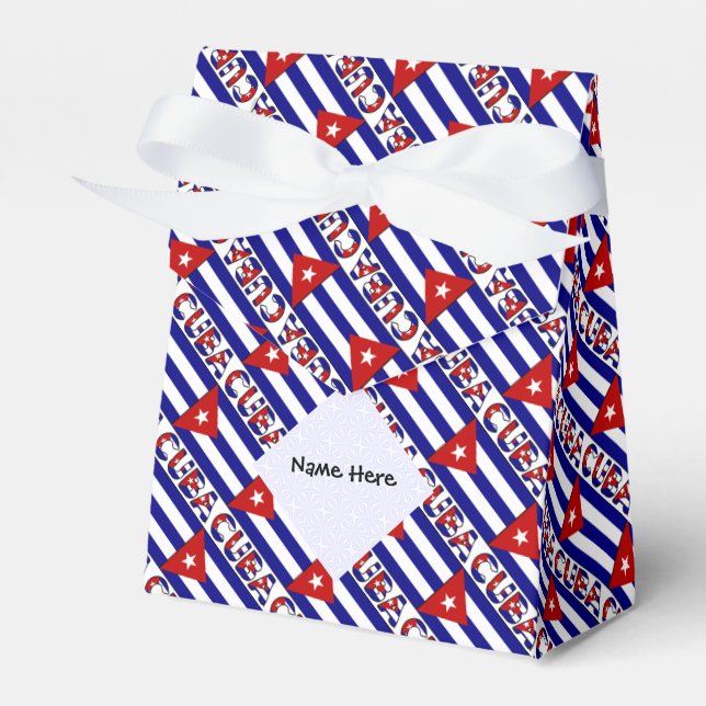 Personalized Cuba Dark Blue Flag Tiled Favor Box (Front Side)