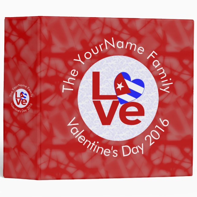 Personalized Cuban Red LOVE Flag  Binder (Front/Spine)