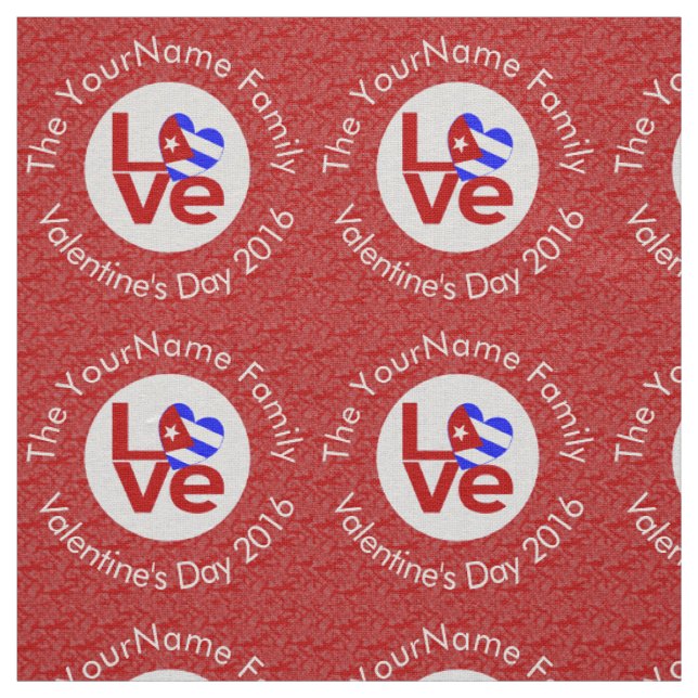 Personalized Cuban Red LOVE Flag  Fabric (Swatch)