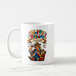 Personalized Cubist Birthday Card for Men Coffee Mug