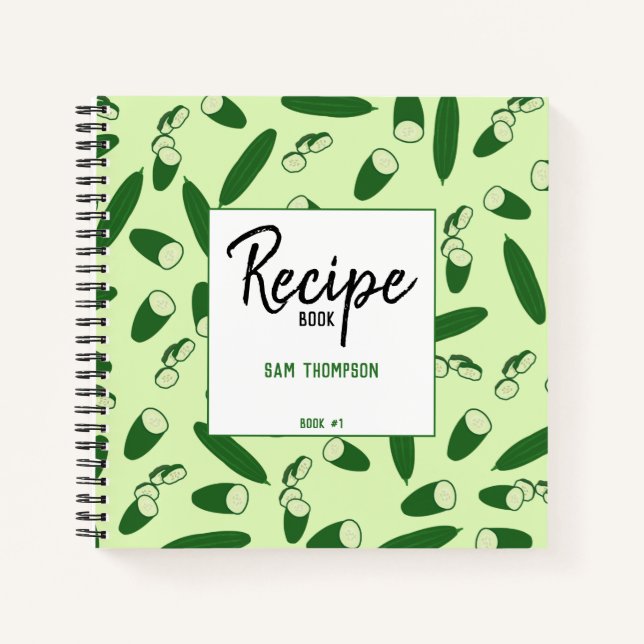 Personalized Cucumber Pattern Recipe Cookbook Notebook (Front)