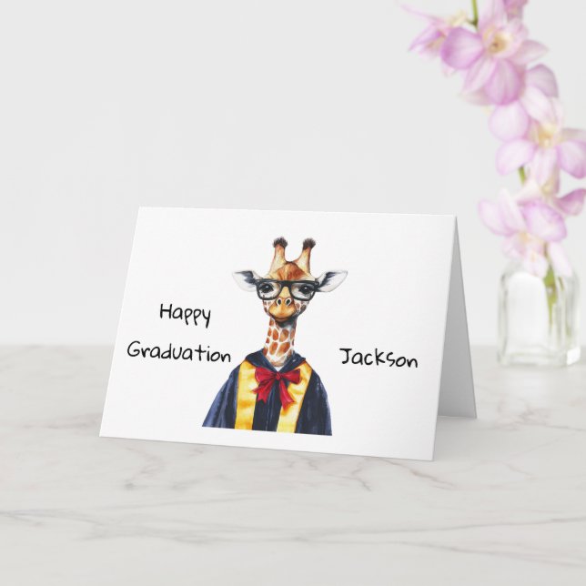 Personalized Cufe Giraffe Graduation  Card (Orchid)