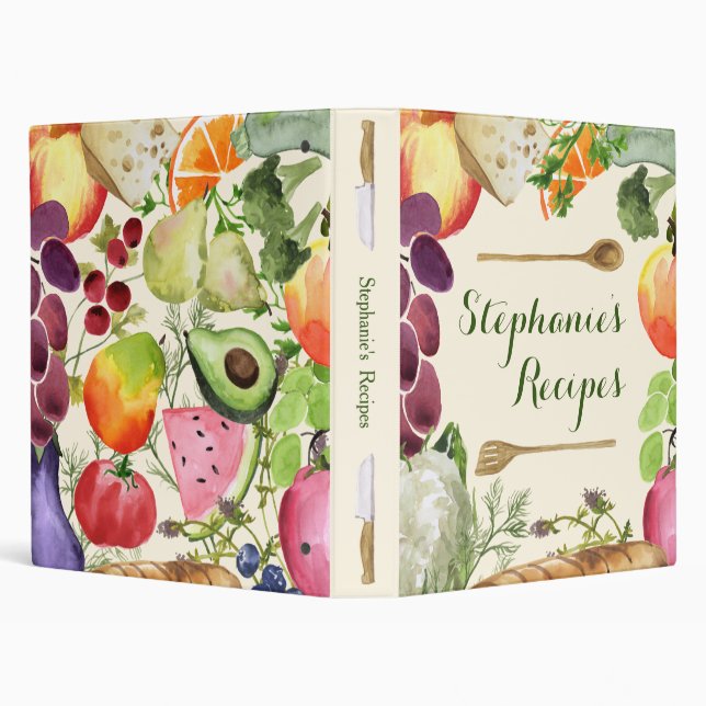 Personalized Culinary Fruits and Veggies Recipe Binder (Background)