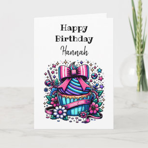 Personalized Cupcake and Colouring Page Birthday Card