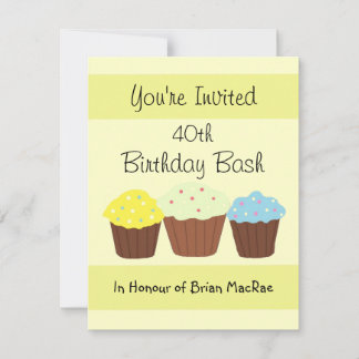 Personalized Cupcake Birthday Invitation
