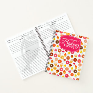 Personalized Cupcake Doughnut Baking Recipe Notebook