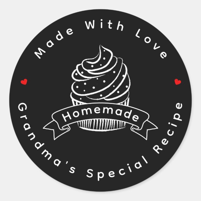 Personalized Cupcake Homemade Made With Love Classic Round Sticker (Front)