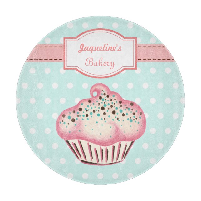 Personalized Cupcake Kitchen Cutting Board Gift (Front)