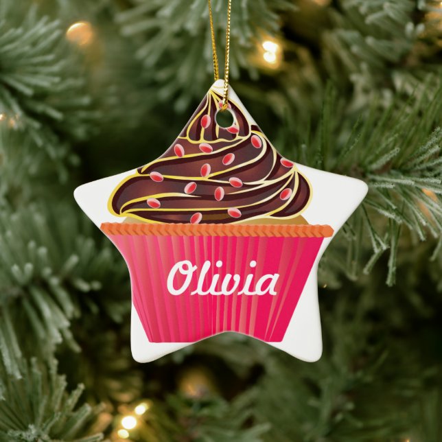 Personalized Cupcake Sprinkles Ceramic Ornament (Tree)