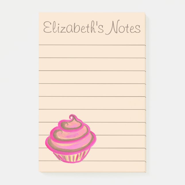 Personalized Cupcake To Do List Post It Notes Gift (Front)