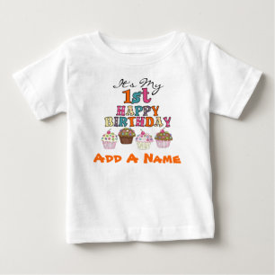 Personalized Cupcakes 1st Birthday T-shirt