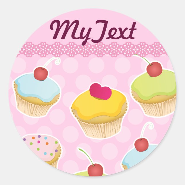 Personalized Cupcakes Classic Round Sticker (Front)