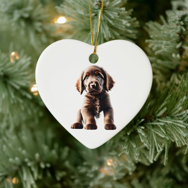 Personalized Curly-Coated Retriever Puppy Ceramic Ornament (Tree)