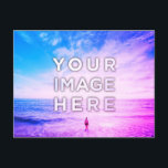 Personalized Custom 2 Photo Purple Retrowave Postcard<br><div class="desc">Upload your photo and create your personalized Purple retrowave Postcard! Make your perfect gift for friends, couple, kids and family, create your best keepsake, say hello to your belovew ones from your trips! Do you want to buy this beach landscapes without personalize it? These amazing photos by Frank Mckenna made...</div>